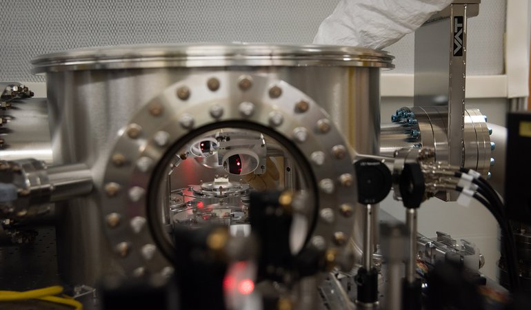 A view inside the vacuum chamber.