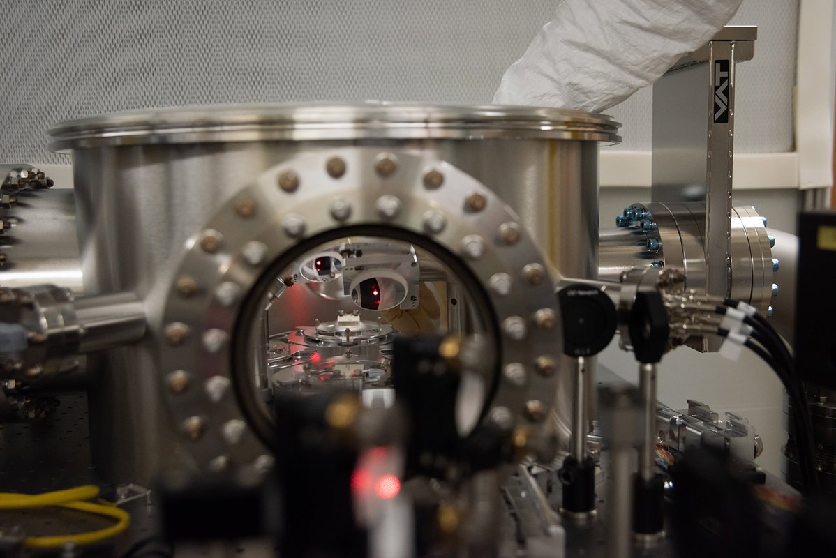 A view inside the vacuum chamber.