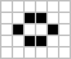 A small grid shows a oval-shaped structure, made of pixels.