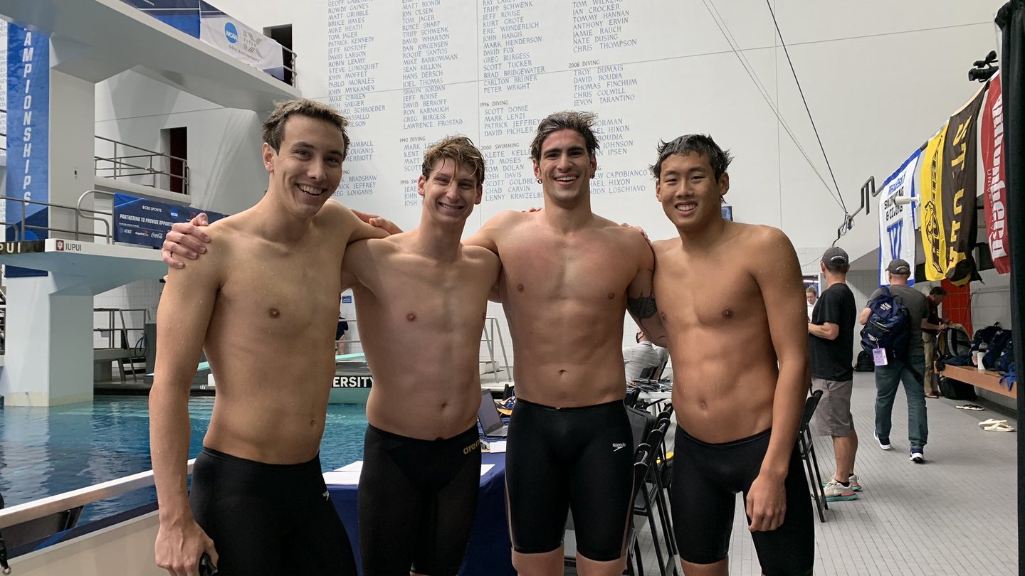 The 200 Free Relay team of Max Oberg, Christopher Pukszta, Naci Keskin and Leo Yang – the youngest of all 24 teams competing at the national meet – started Day 2 with a program record.