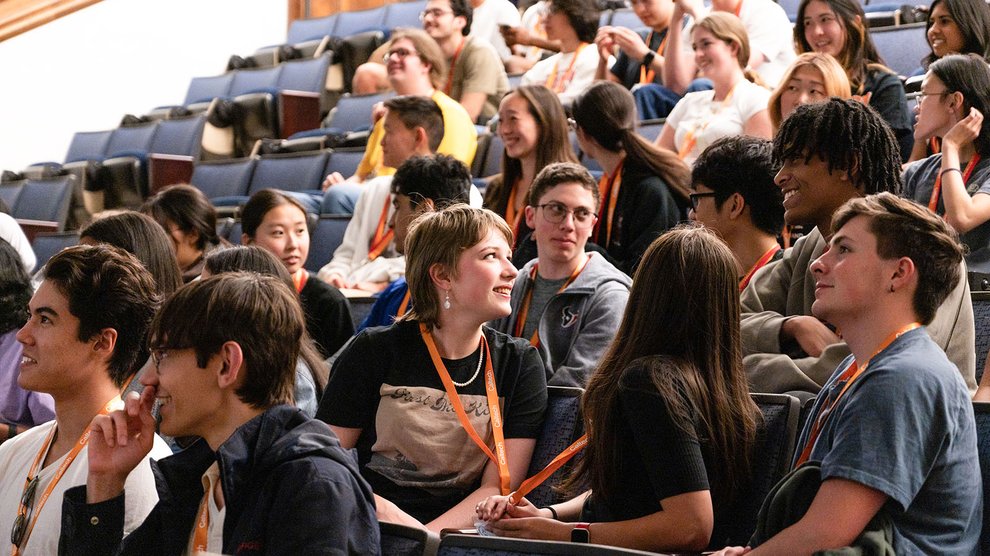 Students attend a lecture.