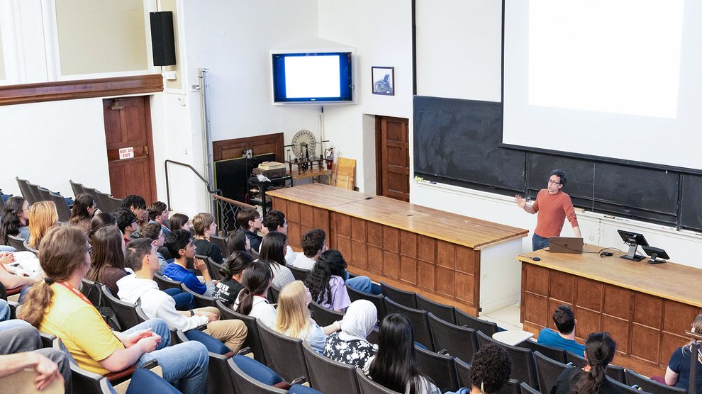 Students attend a lecture.
