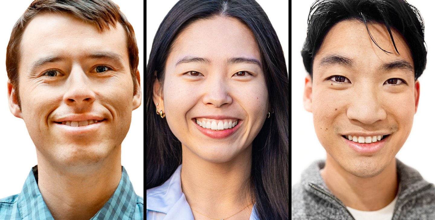 Portrait photos of Patryk Kozlowski, Clara Seo, and Daniel Tang.
