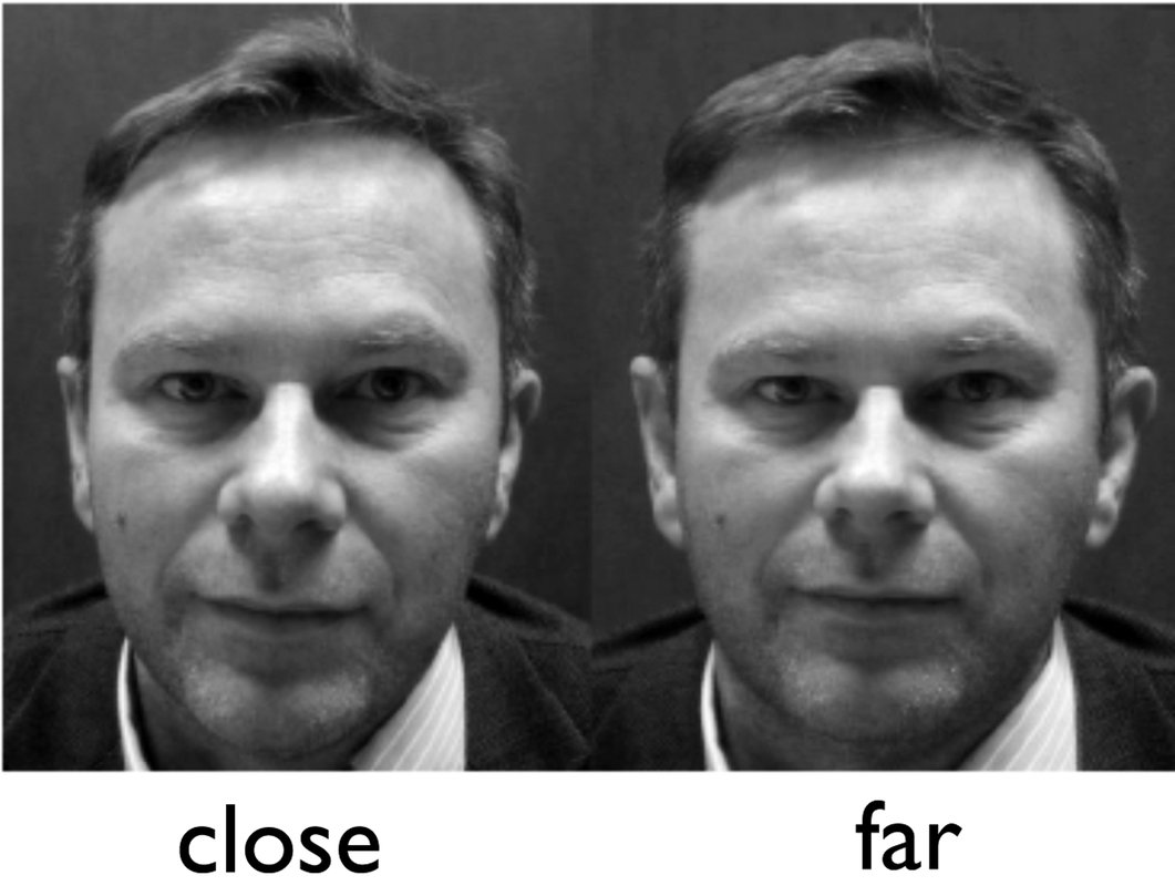 Two versions of the same face - on taken from 2 feet away and one from 7 feet away