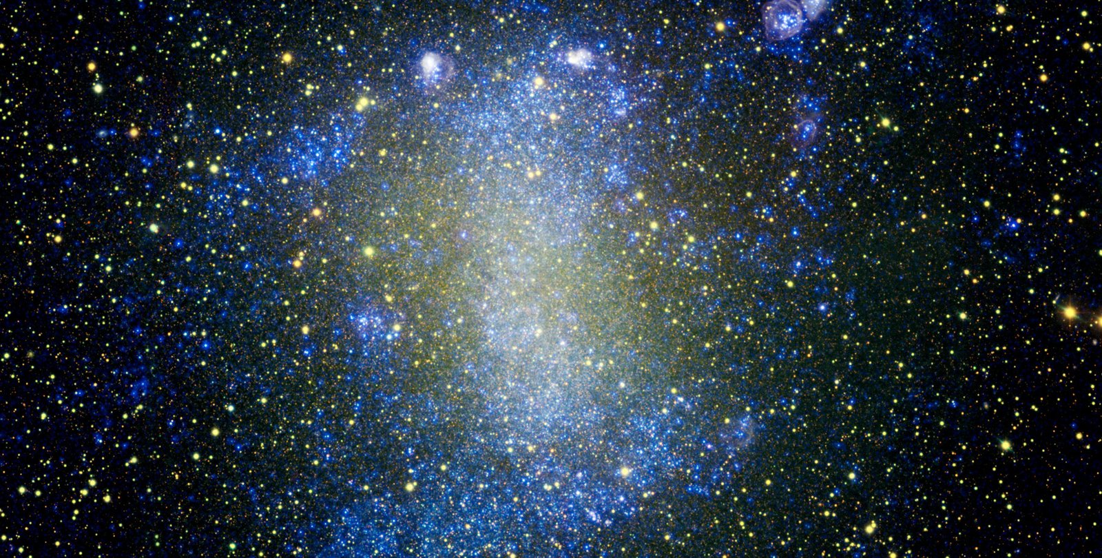 Ultraviolet light is seen in blue in this picture of Barnard's Galaxy.