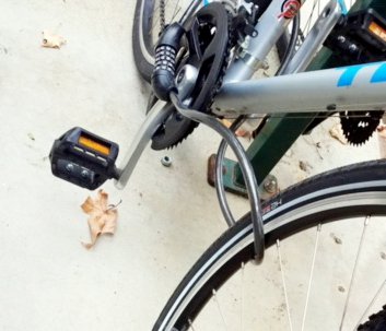 Close-up of a bike rack