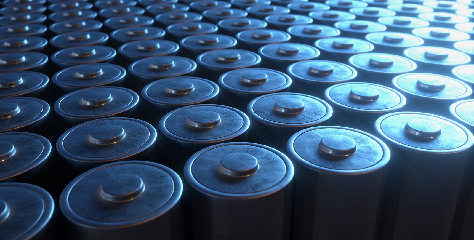 rows of batteries, positive end up