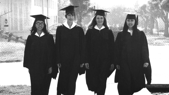 photo of Caltech's first four female BS graduates