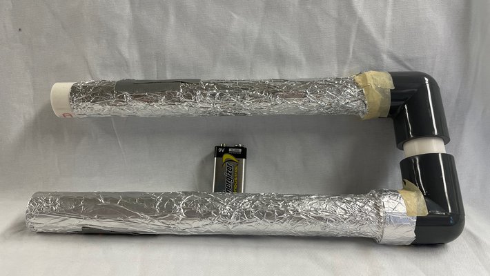 U-shaped instrument wrapped in foil