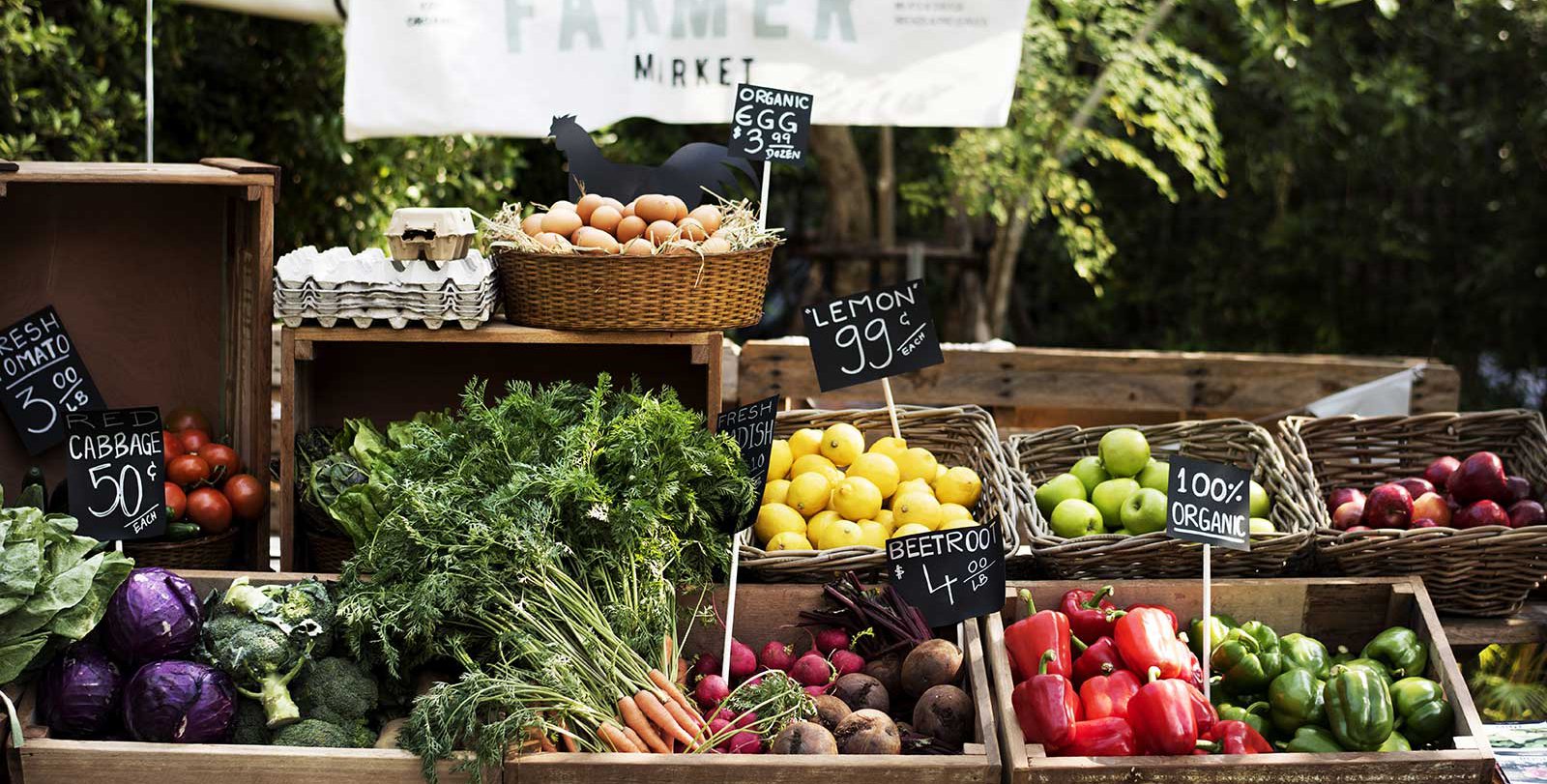 Stock photo of farmers' market.