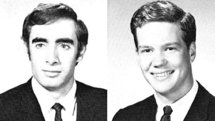 Senior class portraits of Charles Zeller (BS '68), left, and Peter Cross (BS '68)