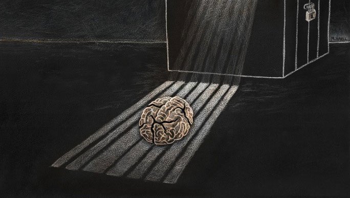 A brain alone in a cell