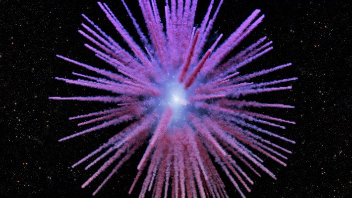 Artwork of the protruding filaments making up the supernova remains.