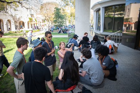 DiscoTech students prepare their entry for the Egg Drop Competition.