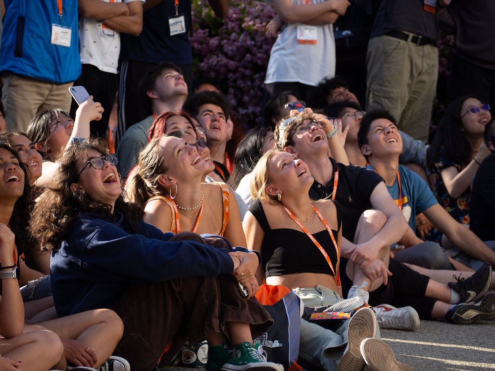 Students cheer on the Egg Drop Competition at DiscoTech.