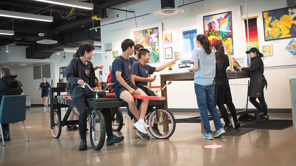 The "Proceeding to the Before" group finds its next clue at Red Door Café and picks up some snacks along the way.