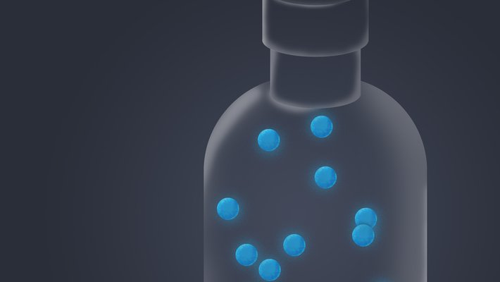 Artistic image of a bottle with neutrons.