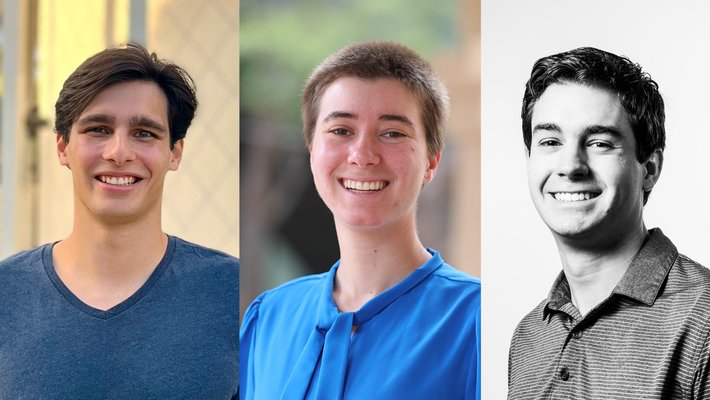 photos of Lucas Abounader, Hannah Fisher, and Andrew Pasco