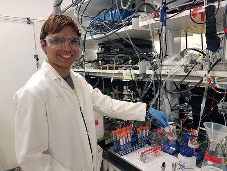 Caltech student in lab