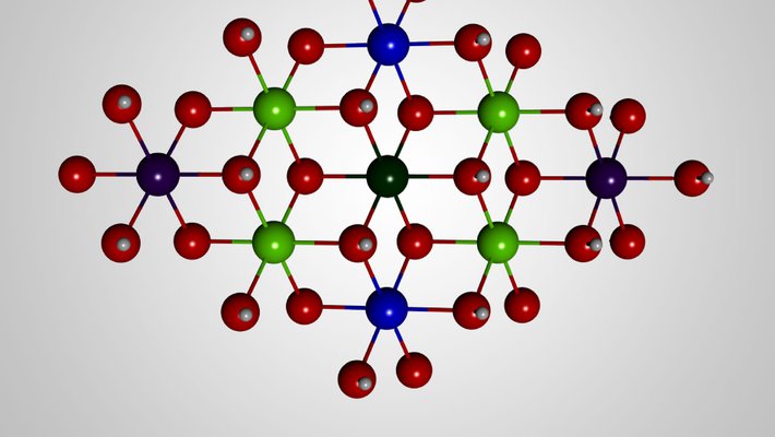 A graphical representation of the molecular structure of the solar-fuel catalyst developed at Caltech.