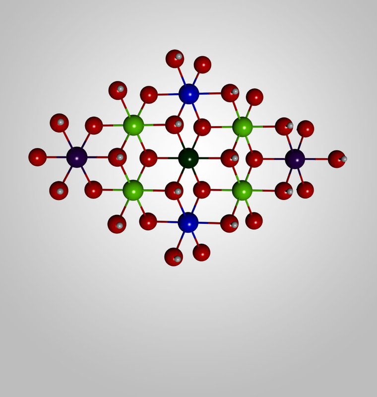 A graphical representation of the molecular structure of the solar-fuel catalyst developed at Caltech.