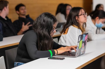 A student works on a computer