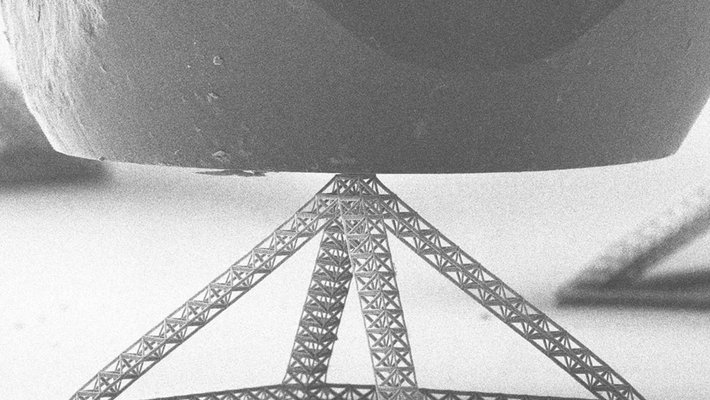 A fractal nanotruss made in Greer's lab.