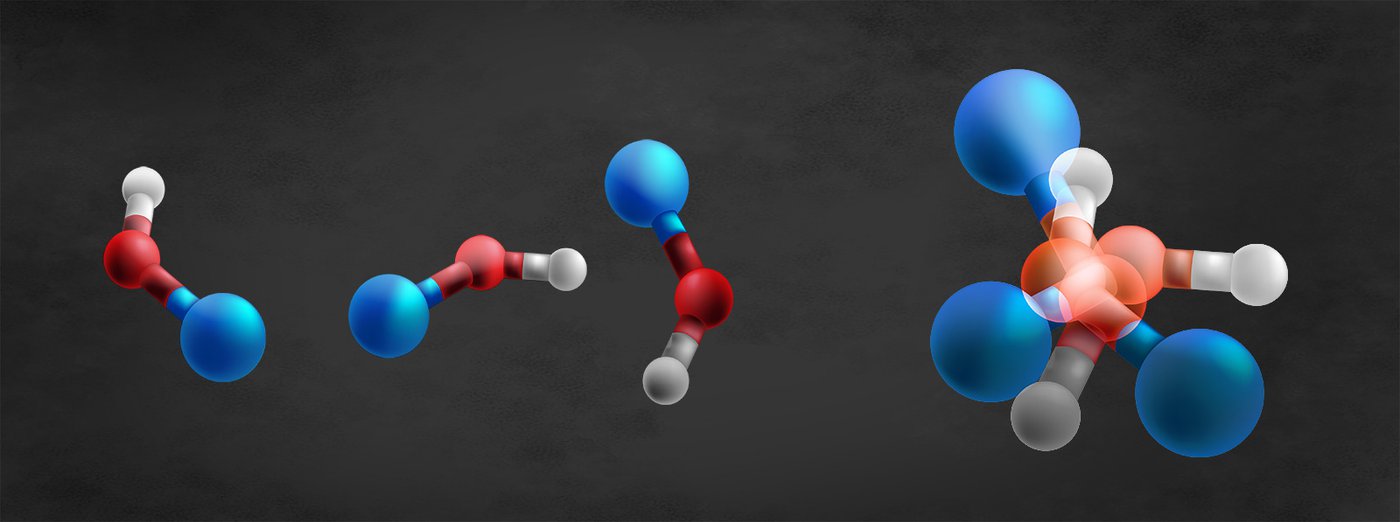 Illustration of molecules in superposition