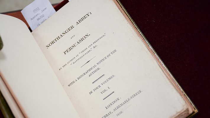 photo of a first-edition volume of Jane Austen's Northanger Abbey and Persuasion