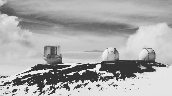 The Keck and Subaru observatories atop Maunakea summit in Hawaiʻi.