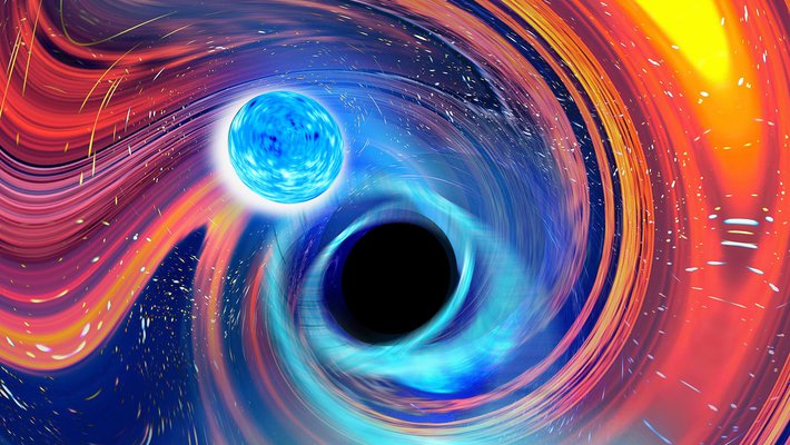 Artwork of a neutron star–black hole merger