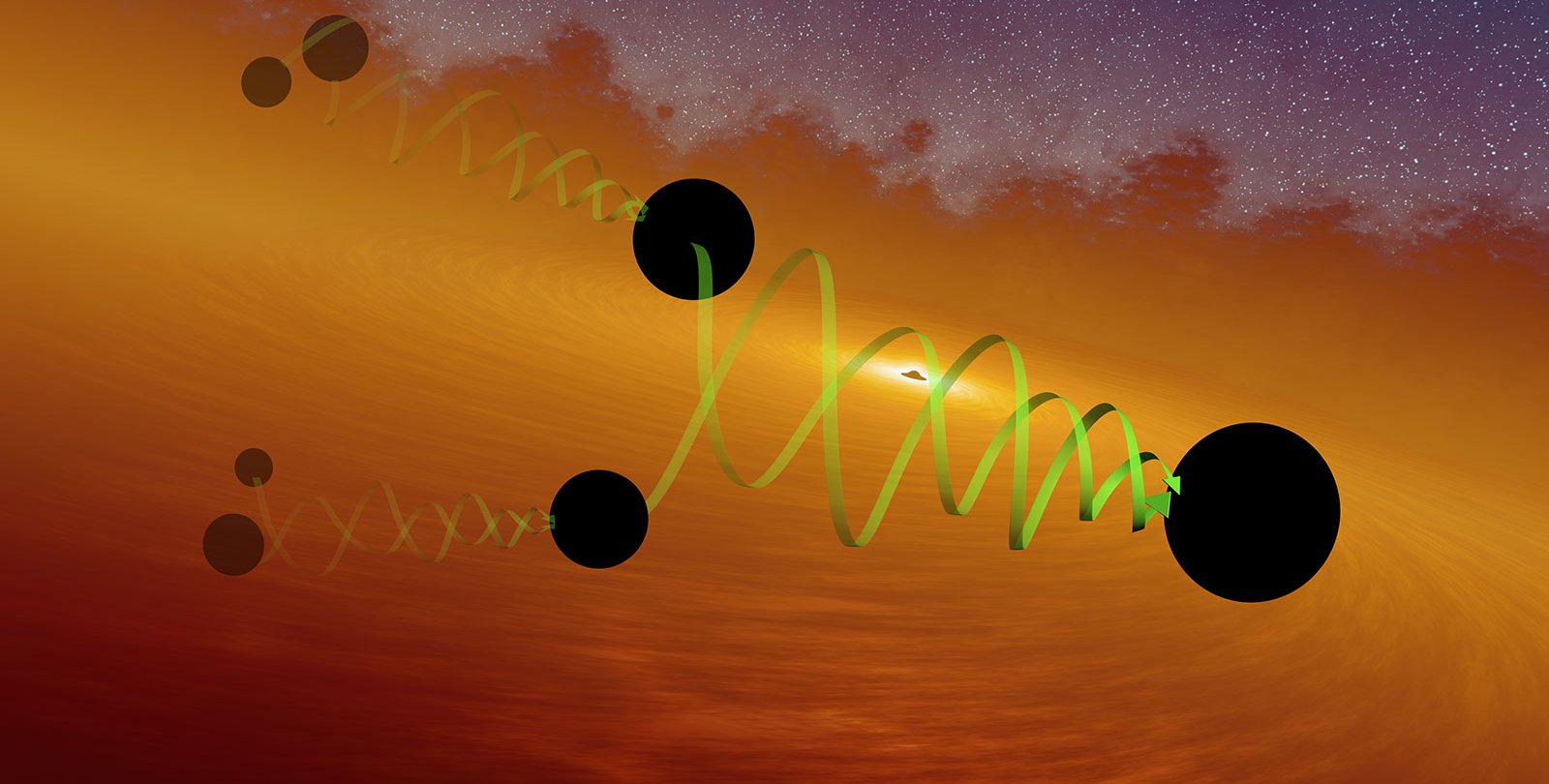 Illustration of a hierarchical black hole merger