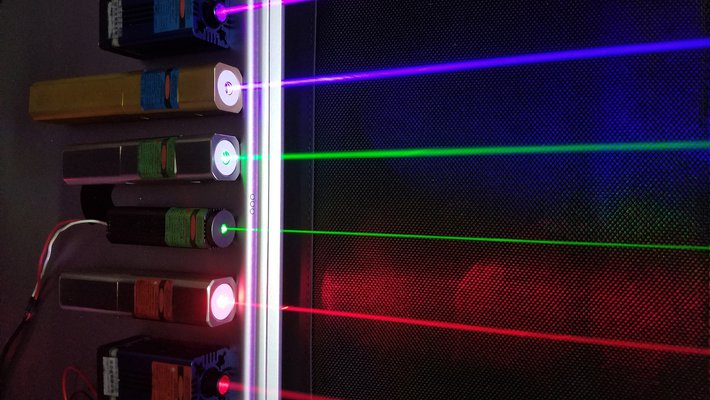 Several lasers emit light in different colors