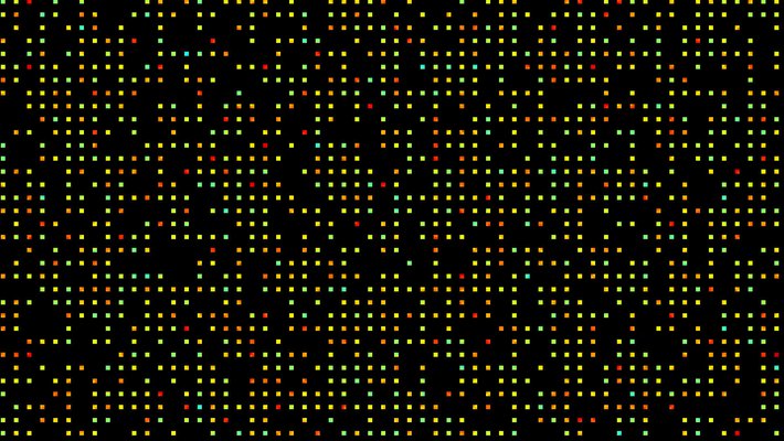 A grid of colored squares on a black background.