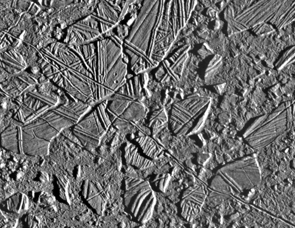 Chaos terrain on Jupiter's moon Europa.