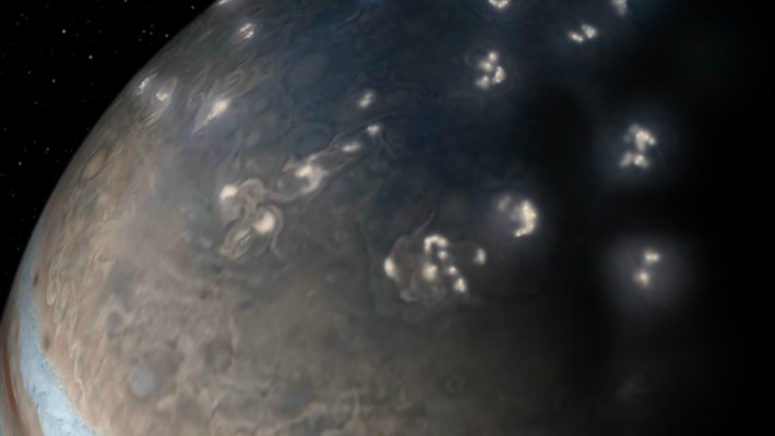 artist's concept of lightning distribution in Jupiter's northern hemisphere