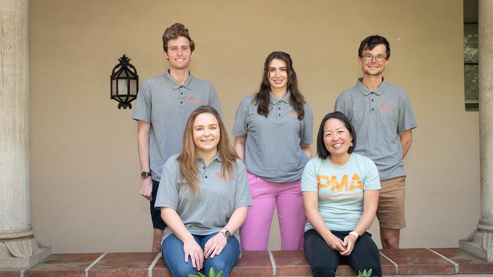 Back row, left to right: Andrew Graven, Sara Vanovac, and Dylan King. Front row, left to right: Mika Walton and Tara Leininger.