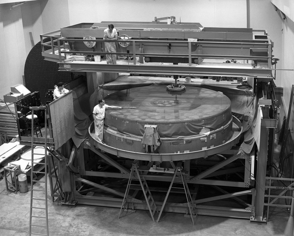 The 200-inch pictured in Caltech's Optical Shop.