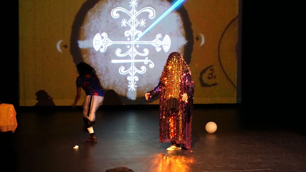 Brianna Mims (left) and d. Sabela grimes (right) in "Parable of the Pathmakers"