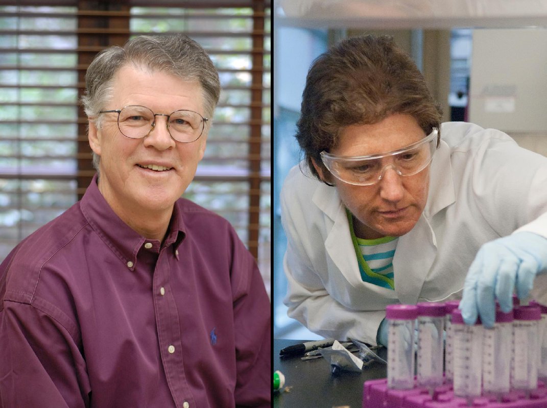 Two side-by-side portraits, showing Peter Dervan and Julia Kornfield.