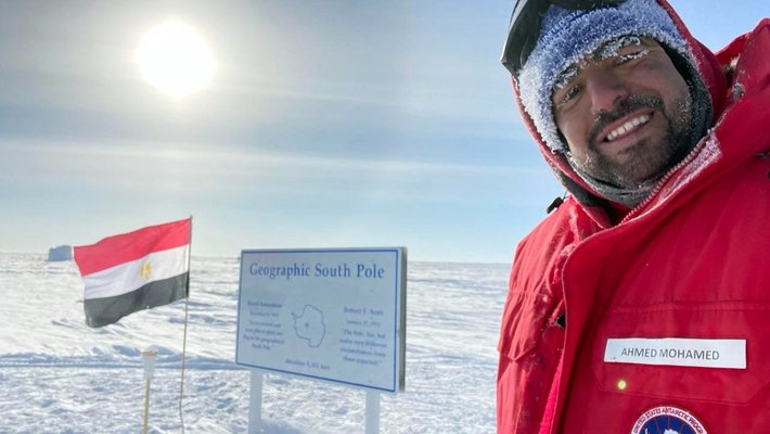 Ahmed Soliman (MS '17, PhD '23), a postdoctoral research fellow at JPL/Caltech , made two trips to the South Pole as a PhD research fellow in the Observational Cosmology group at Caltech.