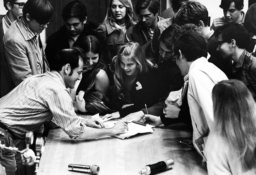 Jerry Pine with students 