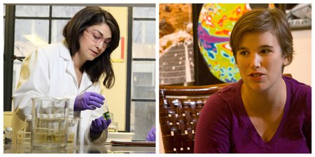 Caltech postdoctoral scholars Jessica Hinojosa (left) and Abigail “Abby” Crites (right).