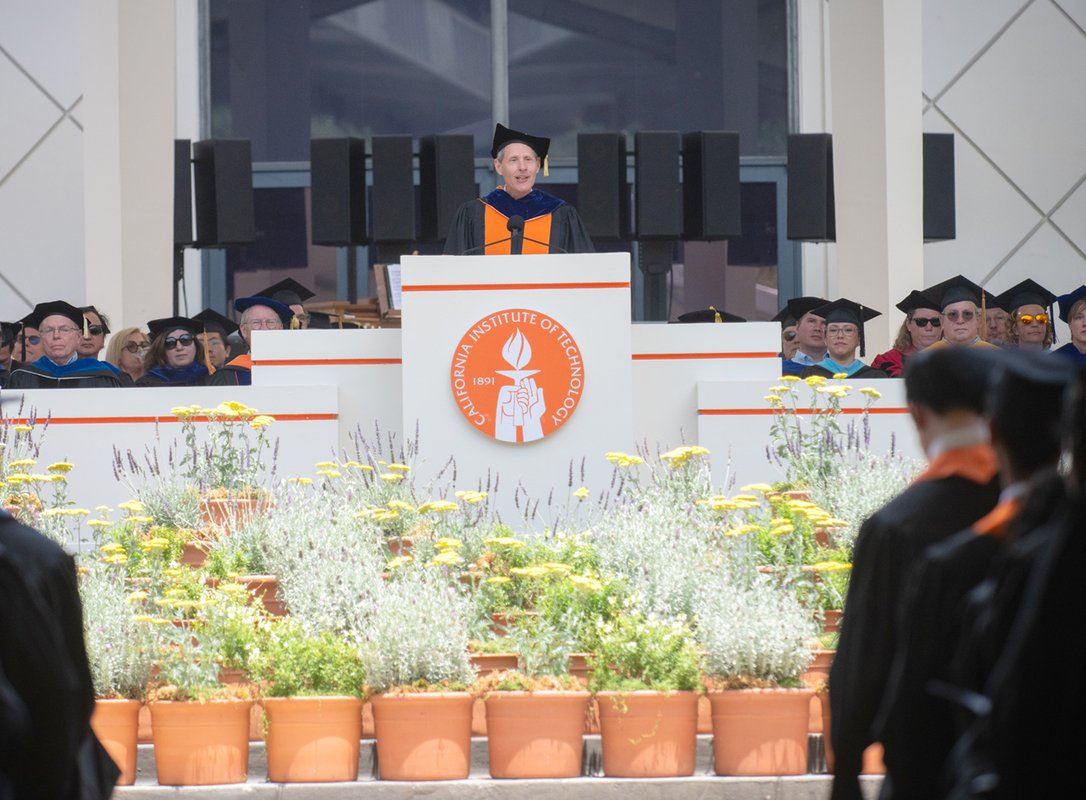 Thomas F. Rosenbaum speaking at Commencement podium