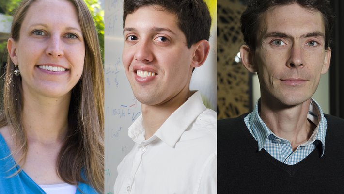 Triptych of headshots: Heather Knutson, Austin Minnich, and Thomas Vidick