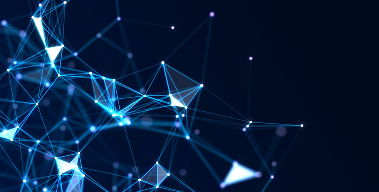 Artwork depicting blue dots and lines meant to represent quantum chaos.