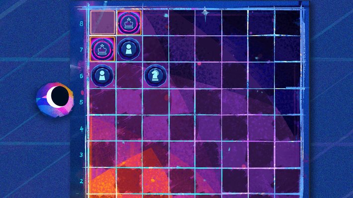 Screenshot from quantum chess showing two kings in superposition.