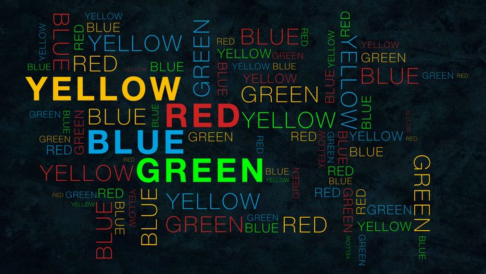image of a "word cloud" with color names in various colors