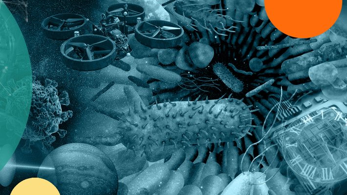 Collage image showing different research areas for the new research impact site.