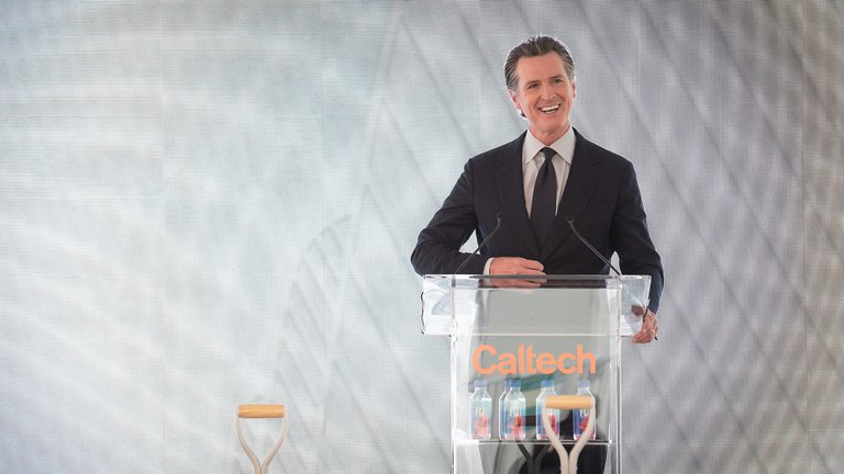 Gavin Newsom at podium